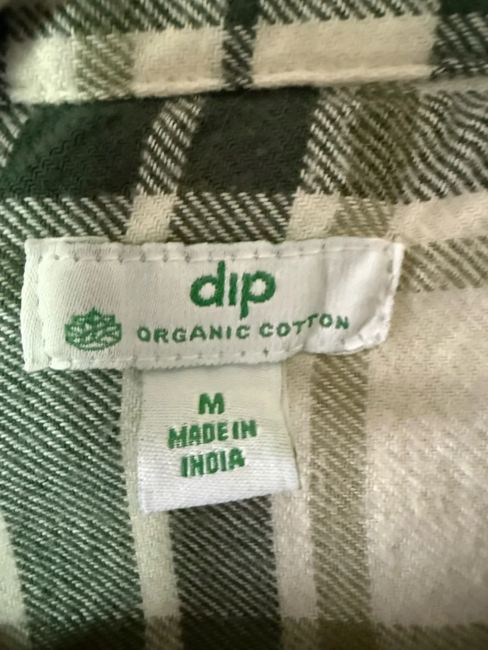 Dip Green and White Plaid Shirt.     Organic Cotton - Picture 3 of 7